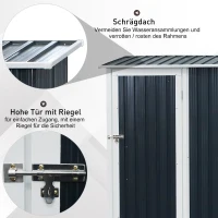 Outsunny® Gartenhaus Metallgerätehaus für den Außenbereich Tür Outdoor Stahl Grau(m-4)