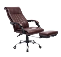 HOMCOM Bürostuhl mit Beinablage Chefsessel verstellbar Kunstleder dunkelbraun(m-2)