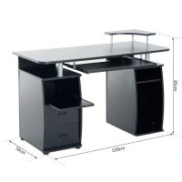 HOMCOM® Computertisch Schreibtisch mit Druckerablage PC Tisch Schwarz(m-2)