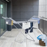 HOMCOM® Beheizbarer Flügelwäscheständer | Faltbar | Aluminium | 149 x 54 x 92 cm | Silber(m-2)