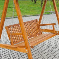 Outsunny® Hollywoodschaukel aus Lärchenholz 3-Sitzer Gartenschaukel mit Sonnendach Blau(m-7)