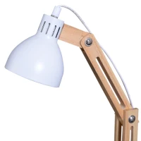 HOMCOM® Tischleuchte Schreibtischlampe verstellbar Leselampe Büro Metall + Holz weiß 26 x 15 x 41 cm(m-7)