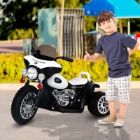 HOMCOM® Elektro Kindermotorrad | Kunststoff, Metall | 80 x 43 x 54,5 cm | Schwarz, Weiß(m-2)