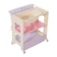 HOMCOM® Baby Wickeltisch mit Badewanne Mobil Rosa(m-10)
