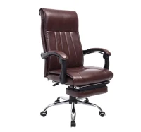 HOMCOM Bürostuhl mit Beinablage Chefsessel verstellbar Kunstleder dunkelbraun(m-1)