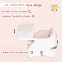 HOMCOM® Kinder Boostersitz Sitzerhöhung Babysitz zum Füttern höhenverstellbar PP PU Rosa(m-7)