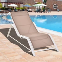 Outsunny® Gartenliege Sonnenliege ergonomisch geschwungen Aluminium Beige(m-2)