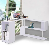HOMCOM® Eckschreibtisch Winkelschreibtisch Computertisch Bürotisch Regal weiß(m-1)