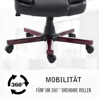 HOMCOM® Drehstuhl Kunstleder Holz 65 x 65 x 107-116 cm Schwarz(m-7)