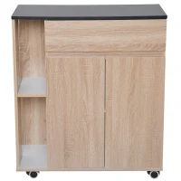HOMCOM® Küchenwagen Servierwagen Rollwagen Rollbar aus Spanplatte Eiche 78 x 39,5 x 88,5 cm(m-3)