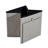 HOMCOM Faltbarer Sitzwürfel mit Stauraum Aufbewahrungsbox grau(m-9)