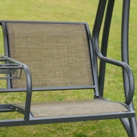 Outsunny® 2-Sitzer Hollywoodschaukel mit Sonnendach Gartenschaukel Metall Braun + Schwarz 195 x 115 x 172 cm(m-4)