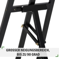HOMCOM® Staffelei Atelierstaffelei 90° einstellbar Buche Schwarz(m-6)
