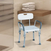 kleankin® Badhocker Badestuhl Duschsitz Höheverstellbar Weiß(m-1)