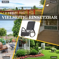 Outsunny® Schaukelstuhl Schwingsessel mit Fußstütze 3-fache Rückenlehne PE Rattan Schwarz(m-7)