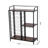 HOMCOM® Weinregal Weinschrank Weinständer 21 Flaschen 3 Staufächer(m-3)