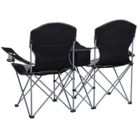 Outsunny® Doppel-Campingstuhl Klappstuhl mit Getränkehalter und Eisbeutel Armlehne Oxford(m-6)