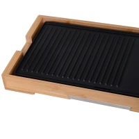 HOMCOM® Elektrogrill 2200W BBQ Tischgrill Partygrill 5 Temperaturen Metall Bambus(m-11)