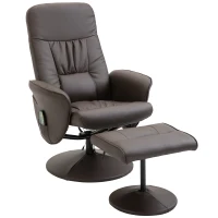 HOMCOM Massagesessel mit Fußhocker | Heizfunktion | 145° Neigung | 81 x 81 x 105 cm | Braun(m-1)