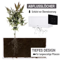 Outsunny® Hochbeet Gartenbeet Pflanzkasten Blumenkasten 2 Muster Abflusslöcher PP Weiß 80 x 40 x 38 cm(m-4)