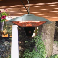 Outsunny® Deckenheizstrahler Heizstrahler 1800W Silber Φ50 x H24cm(m-1)