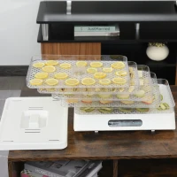 HOMCOM® Dehydrator Dörrgerät Dörrautomat mit 5 Einlegefächer Temperaturregler Weiß(m-7)