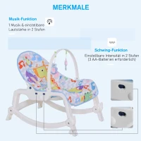 HOMCOM® Baby Schaukelsitz Schaukelstuhl vibrierende Babywippe mit Musik Tiermuster(m-7)