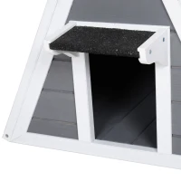 PawHut® Katzenhaus Dreieck Holzhaus für Katzen Katzenhöhle 2 Türe Massivholz Grau(m-8)