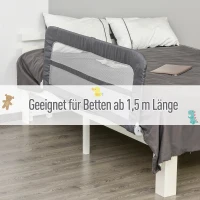 HOMCOM® Bettgitter 150 cm Bettschutzgitter Rausfallsschutz für Sicherheit faltbar Grau(m-4)