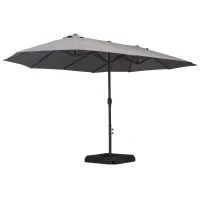 Outsunny® Doppelsonnenschirm mit Ständer Gartenschirm Marktschirm Terrasse Stahl Grau(m-3)