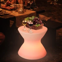 Outsunny® LED-Hocker LED Beistelltisch Gartenleuchte 16 Farben Farbwechsel Fernbedienung PE 40 x 40 x 36 cm(m-1)