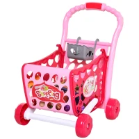 HOMCOM® Einkaufswagen für Kinder Kinderspielzeug Kaufladen Spielzeug Kunststoff Rosa(m-1)