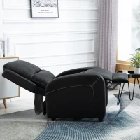 HOMCOM® Relaxsessel Liegesessel | Fernsehsessel | Veganleder | Schwarz | 70 x 93 x 100 cm(m-5)