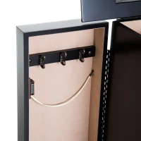 HOMCOM® Schmuckschrank mit Spiegel Schmuckkasten Holz Schwarz(m-7)