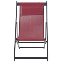 Outsunny® Klappstuhl 2er-Set Klappsessel Klappbarer Gartenstuhl Campingstuhl Alu Weinrot(m-6)