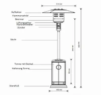Outsunny® Gas Heizpilz / Heizstrahler 5 - 12KW(m-3)