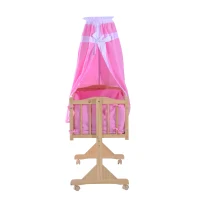 HOMCOM Babywiege Babybettset Schaukelwiege mit Bettwäsche pink(m-3)