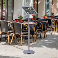 HOMCOM A4 Infoständer Werbeständer Präsentationsständer 70-125 cm höhenverstellbar Plakatständer Werbeaufsteller Aluminiumlegierung PVC Silber(m-4)