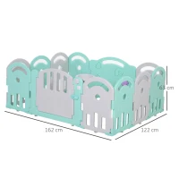 HOMCOM® Laufgitter Absperrgitter 12 Elemente Schutzgitter Korb 3 Zahnräder HDPE Rosa 162 x 122 x 63 cm(m-3)