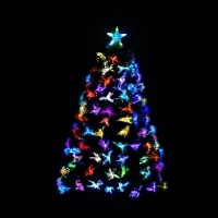 HOMCOM Weihnachtsbaum mit Ständer Glasfaser 7 Farben 150cm(m-1)