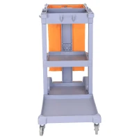 HOMCOM® Putzwagen Systemwagen 3 Ablagen mit Abfallsack Grau(m-7)