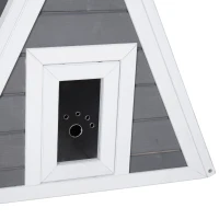 PawHut® Katzenhaus Dreieck Holzhaus für Katzen Katzenhöhle 2 Türe Massivholz Grau(m-9)