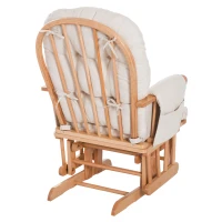 HOMCOM® Schaukelstuhl zum Stillen Entspannungsstuhl Stillstuhl Relaxsessel mit Hocker und Armlehne 120 kg  Belastbarkeit Holz Kunstwildleder Natur B96 x T60 x H96cm(m-5)