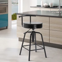 HOMCOM® Barstuhl Barhocker mit Luftdruckfeder höhenverstellbar PU Metallgestell 38 x 43 x (74–82) cm(m-1)