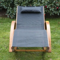 Outsunny® Schaukelstuhl Sonnenliege Holz Lounge schwarz(m-5)