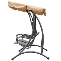 Outsunny® 2-Sitzer Hollywoodschaukel mit Sonnendach Gartenschaukel Metall Braun + Schwarz 195 x 115 x 172 cm(m-6)