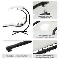 Outsunny® Hängeliege Schwingliege Sonnenliege mit Schirm Polyester Creme(m-6)