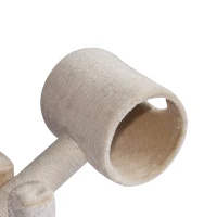 PawHut® Kratzbaum Katzenbaum Spielbaum Wippe 2 Tunnel mit Loch Beige L67 x B30 x H26 cm(m-5)