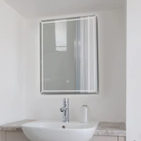 kleankin® LED Badezimmerspiegel Wandspiegel Touchschalter Energieklasse A Alurahmen Silber 50 x 3 x 70 cm(m-1)