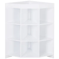 HOMCOM® Eckregal Aufbewahrungsregal Standregal 3 Schubladen Platzsparend MDF Weiß(m-5)